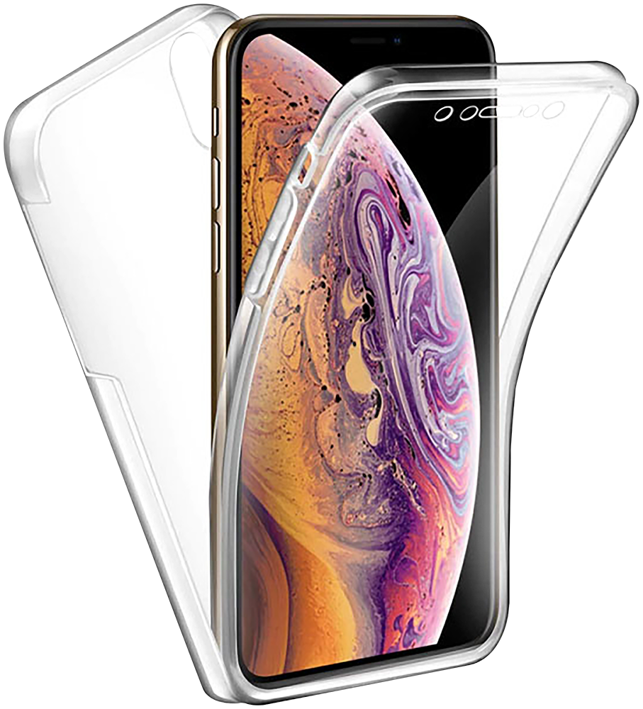 Apple iPhone XS kemény hátlap szilikon előlap 360 ° védelem átlátszó