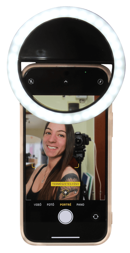 Apple iPhone 11 Pro kompatibilis Ring Light telefonra rögzíthető szelfi lámpa