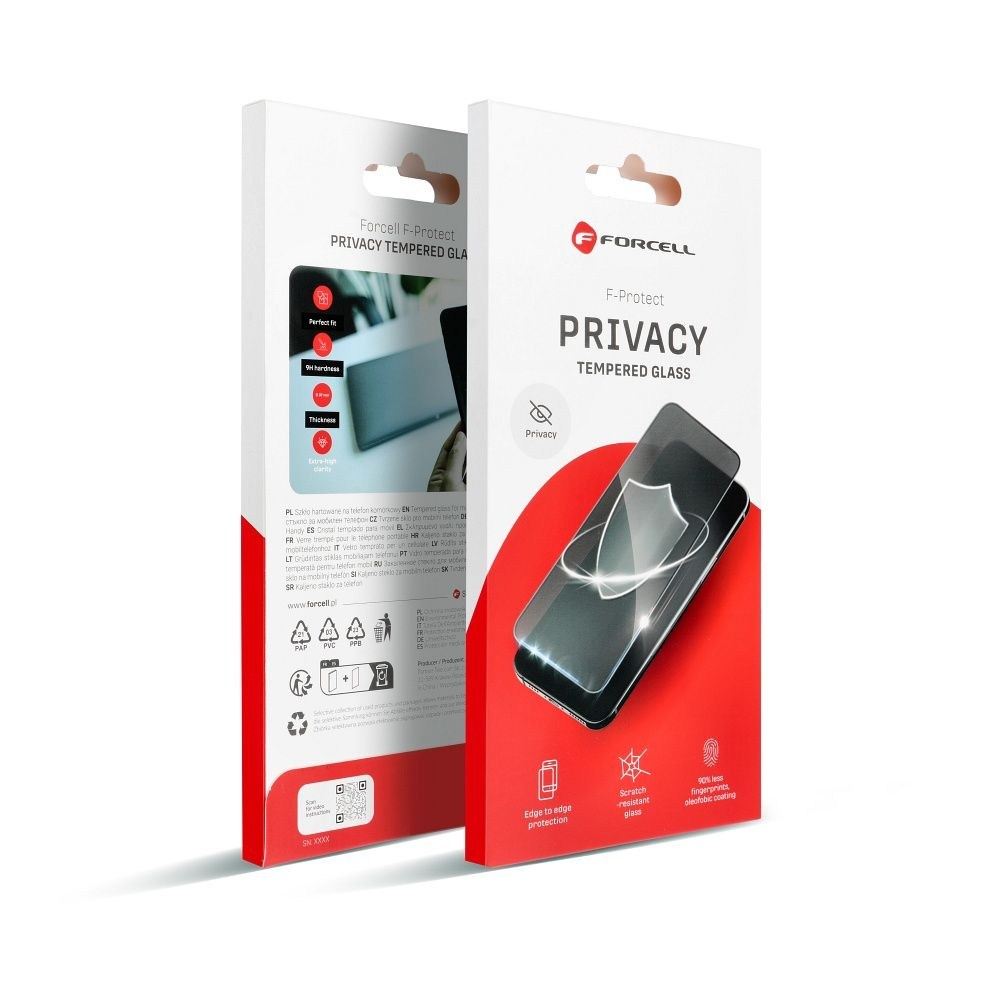 Forcell Privacy, Edzett üveg - Iphone 12 / 12 Pro készülékhez - fekete